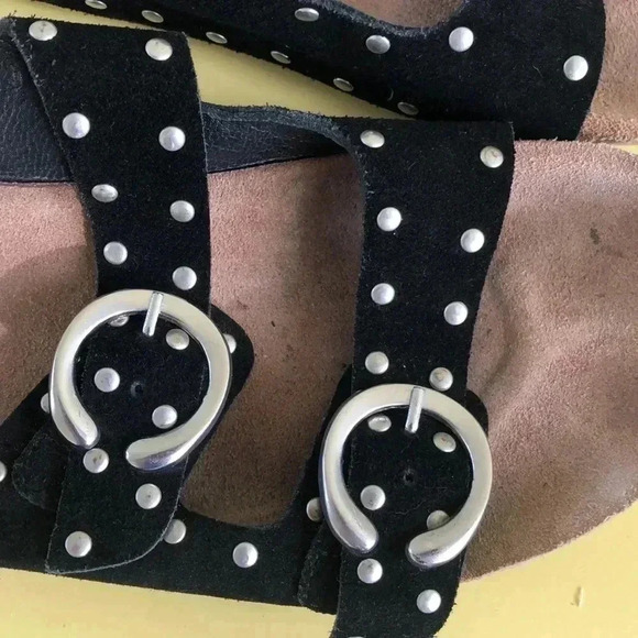 Promod black suede and silver studded sandals with adjustable straps - Picture 4 of 5